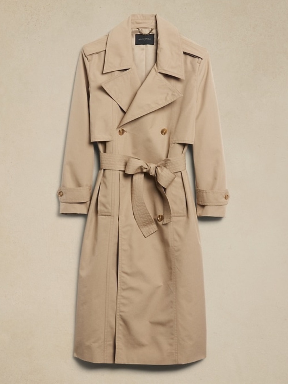 Banana Republic Factory Khaki Double-Breasted Trench Coat